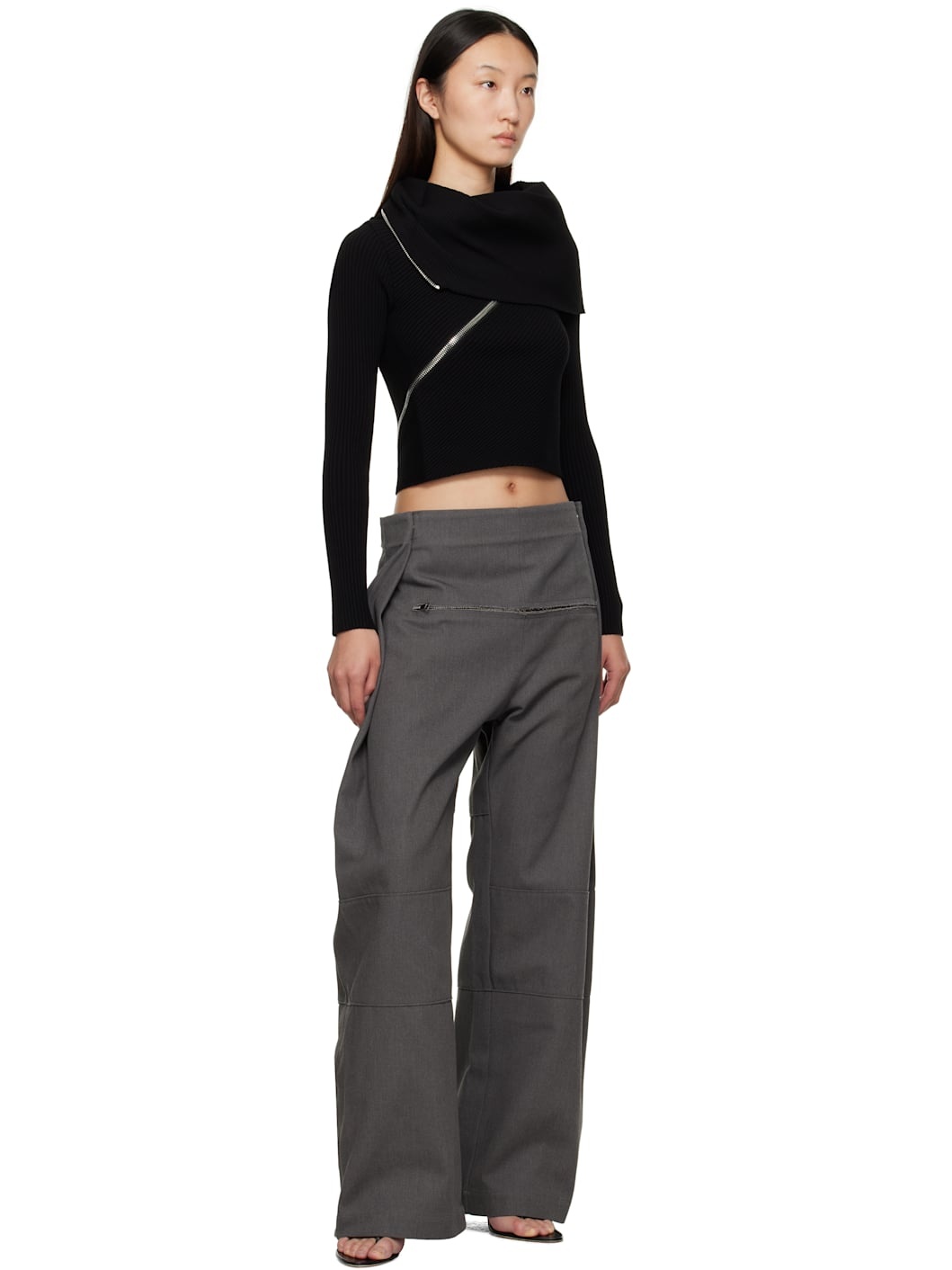 Black Zipped Turtleneck - 4