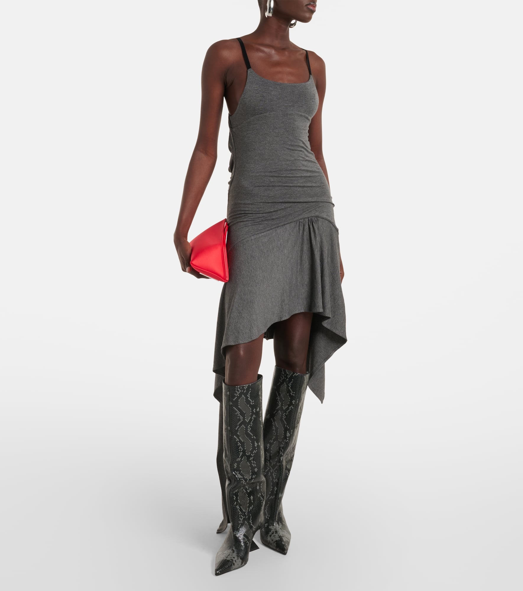 Asymmetric jersey minidress - 2