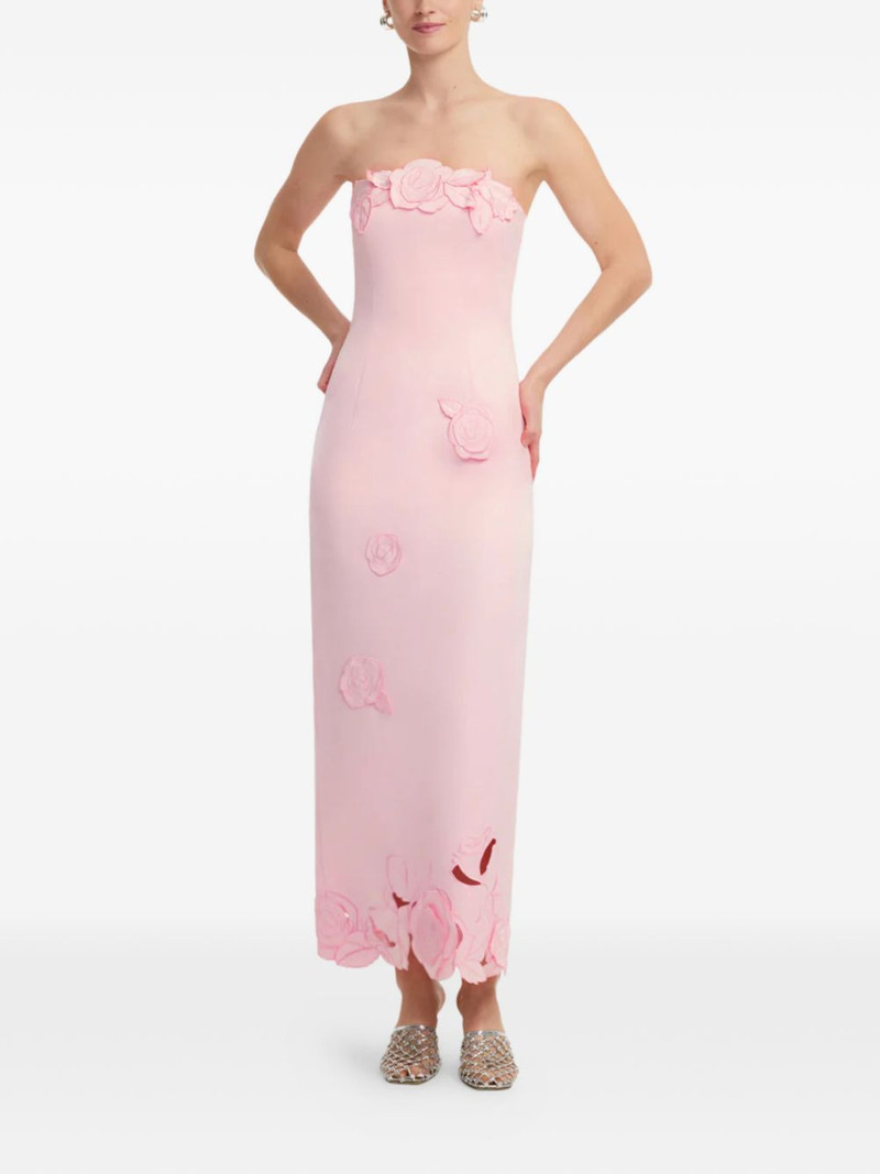 LEO LIN floral appliqué strapless dress outlook