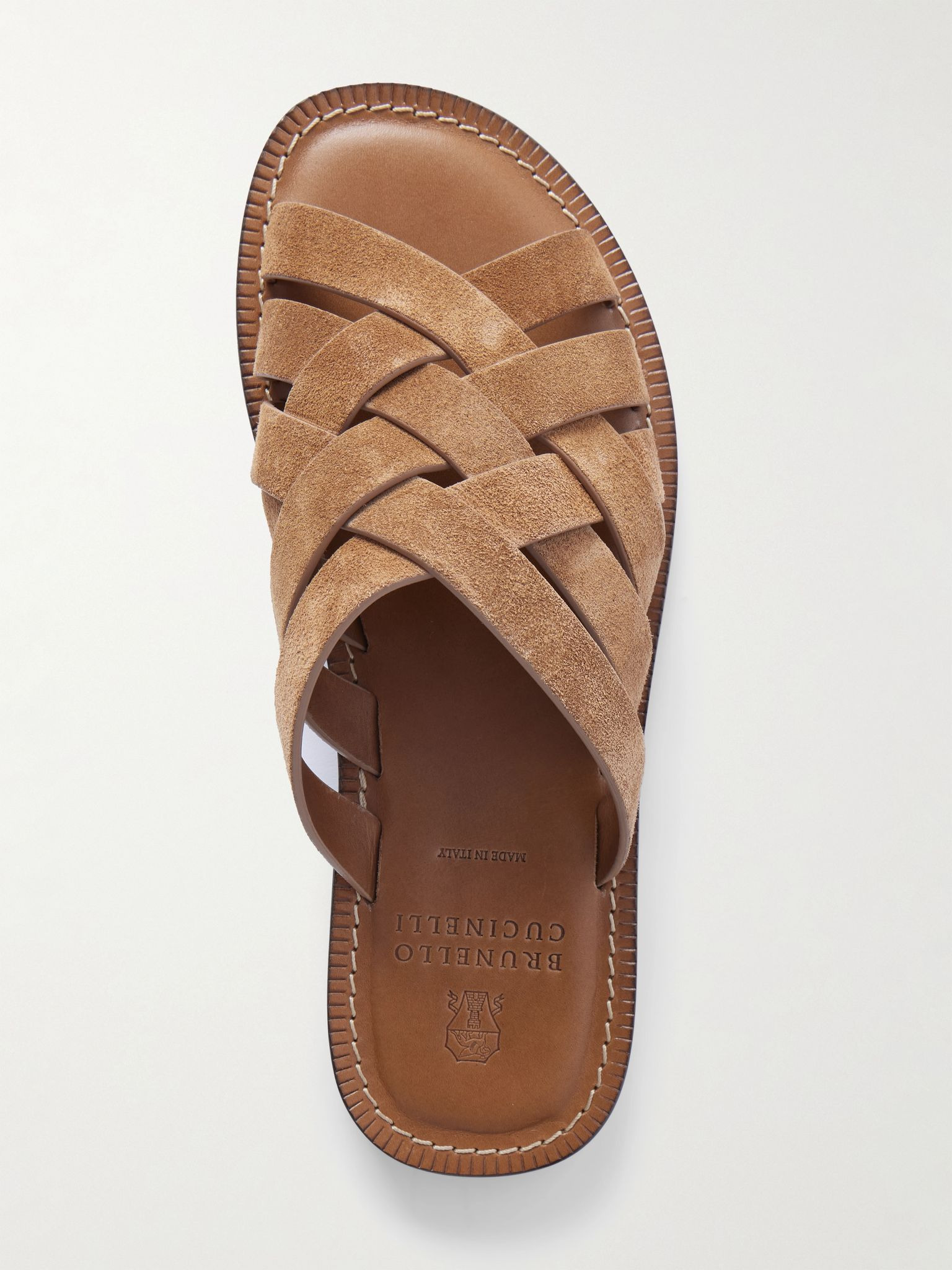 Woven Suede Sandals Camel - 6