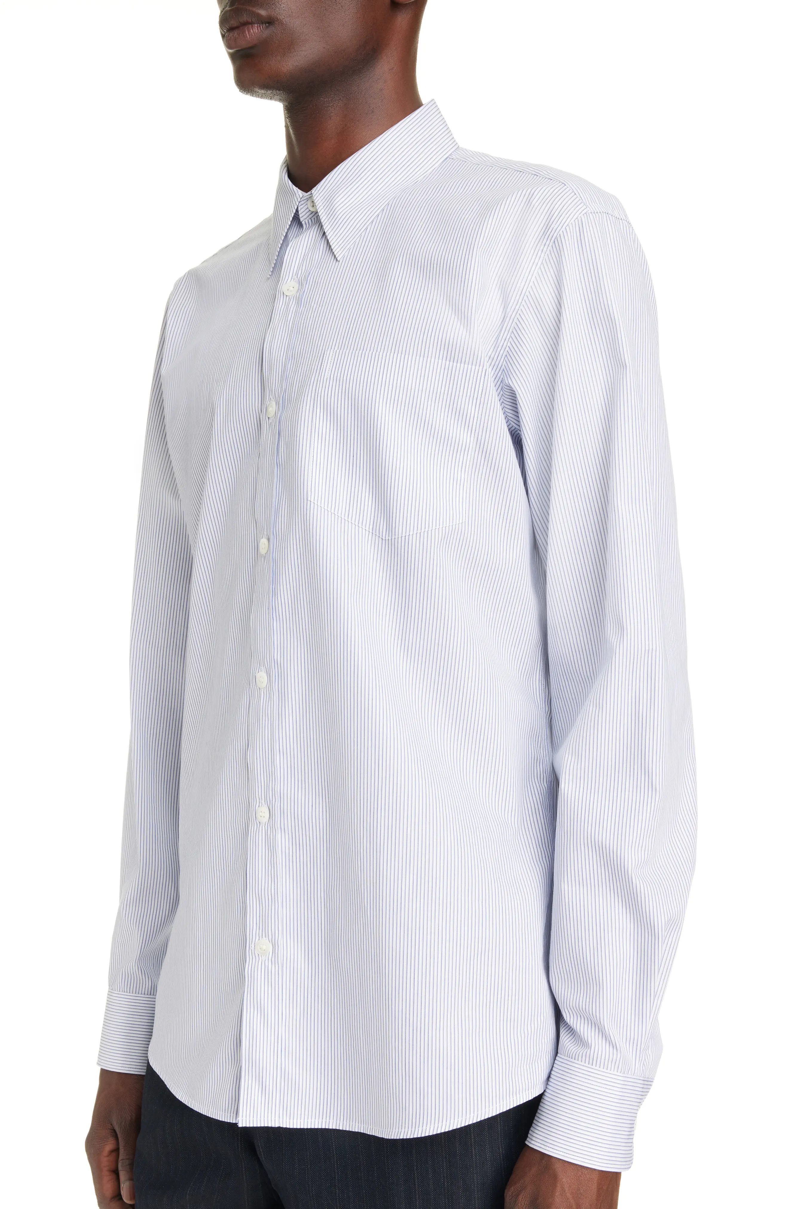 Corbino Stripe Cotton Button-Up Shirt - 4