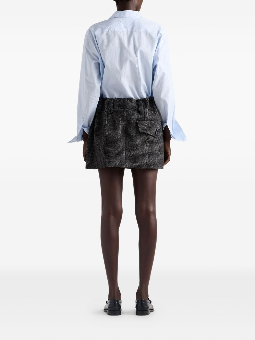 check-pattern wool mini skirt - 3