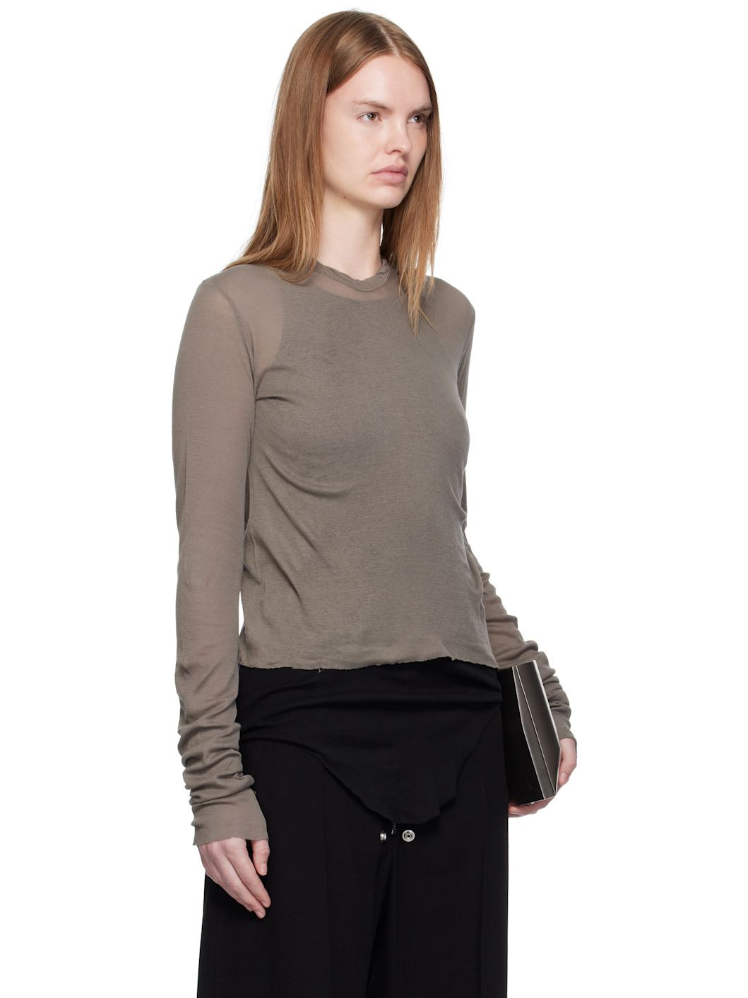 Gray Concordians Cropped Rib LS  Hoodie - 2