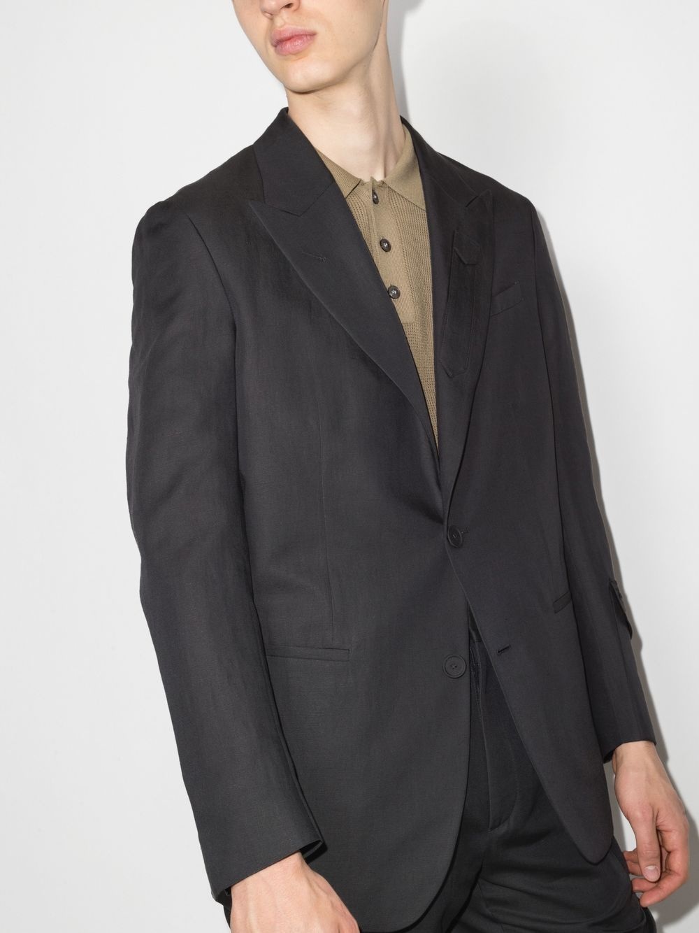 peak-lapel single-breasted blazer - 3