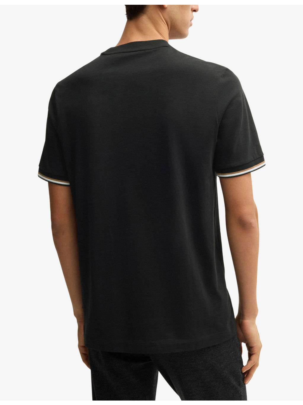 Striped-trim regular-fit cotton-jersey T-shirt - 4