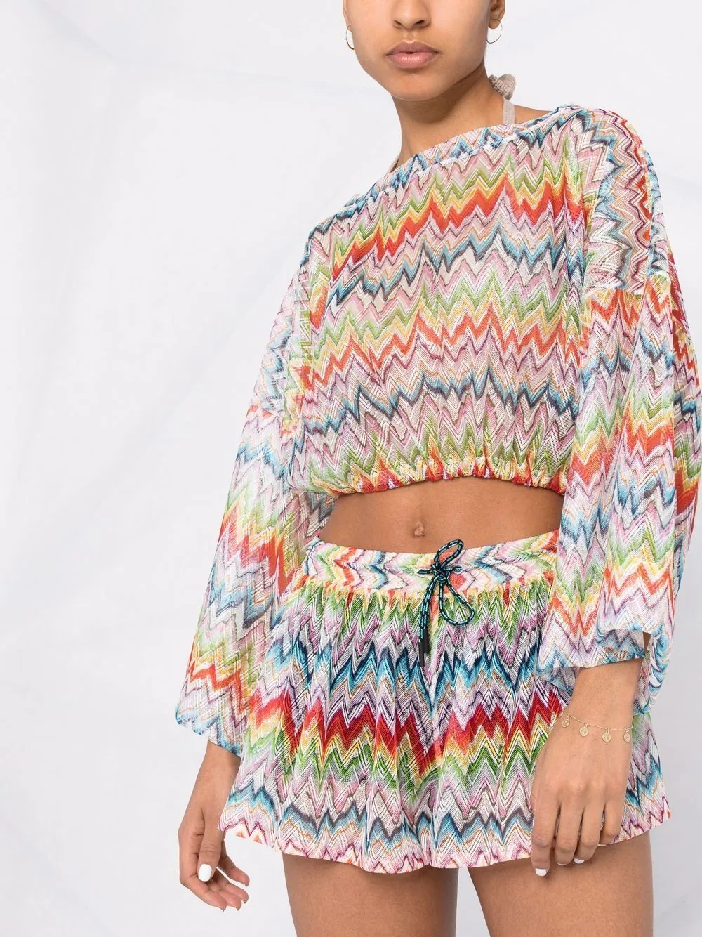 zigzag-print cropped top - 5