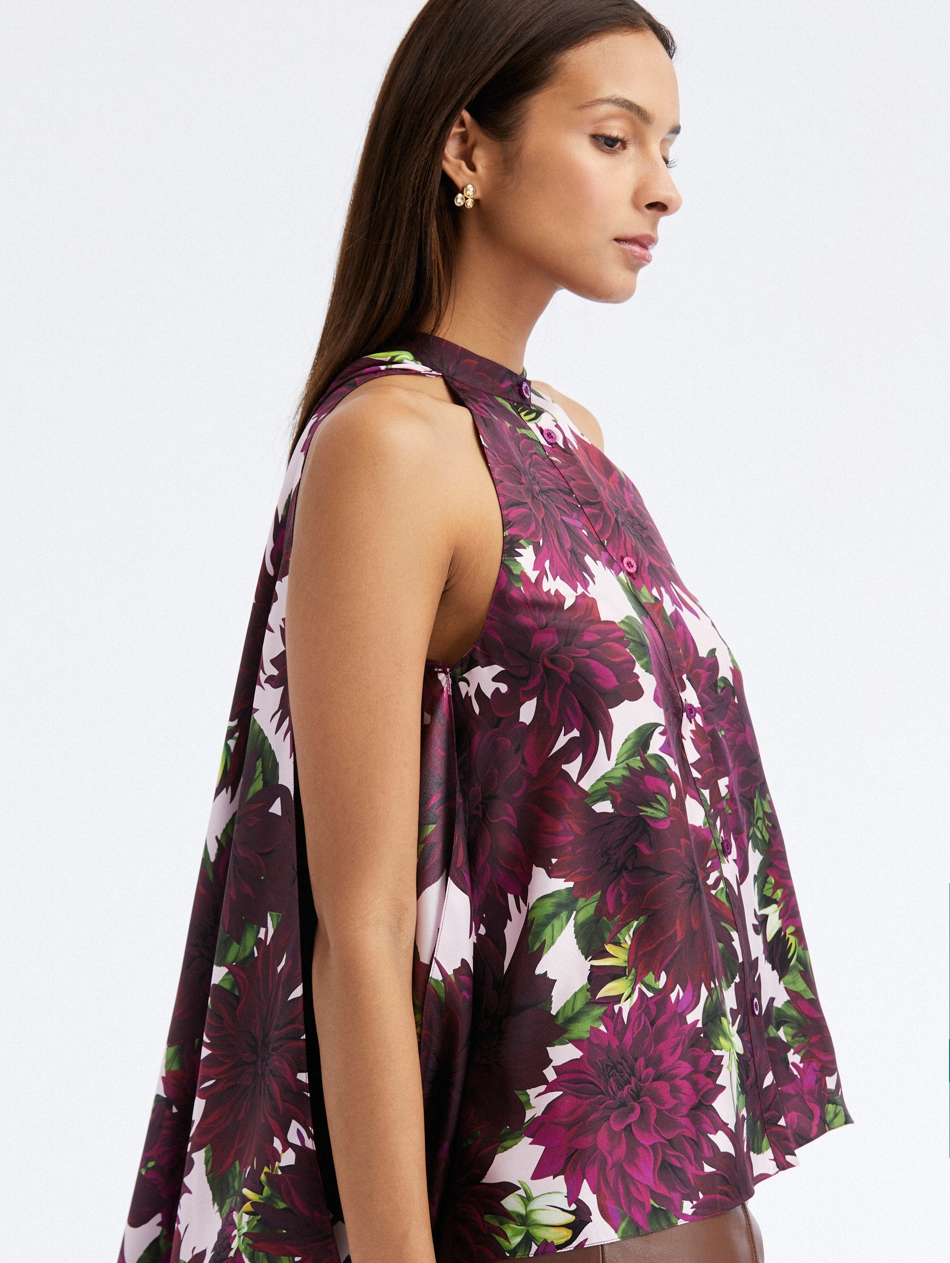 DAHLIA SILK TWILL DRAPE DETAIL BLOUSE - 4