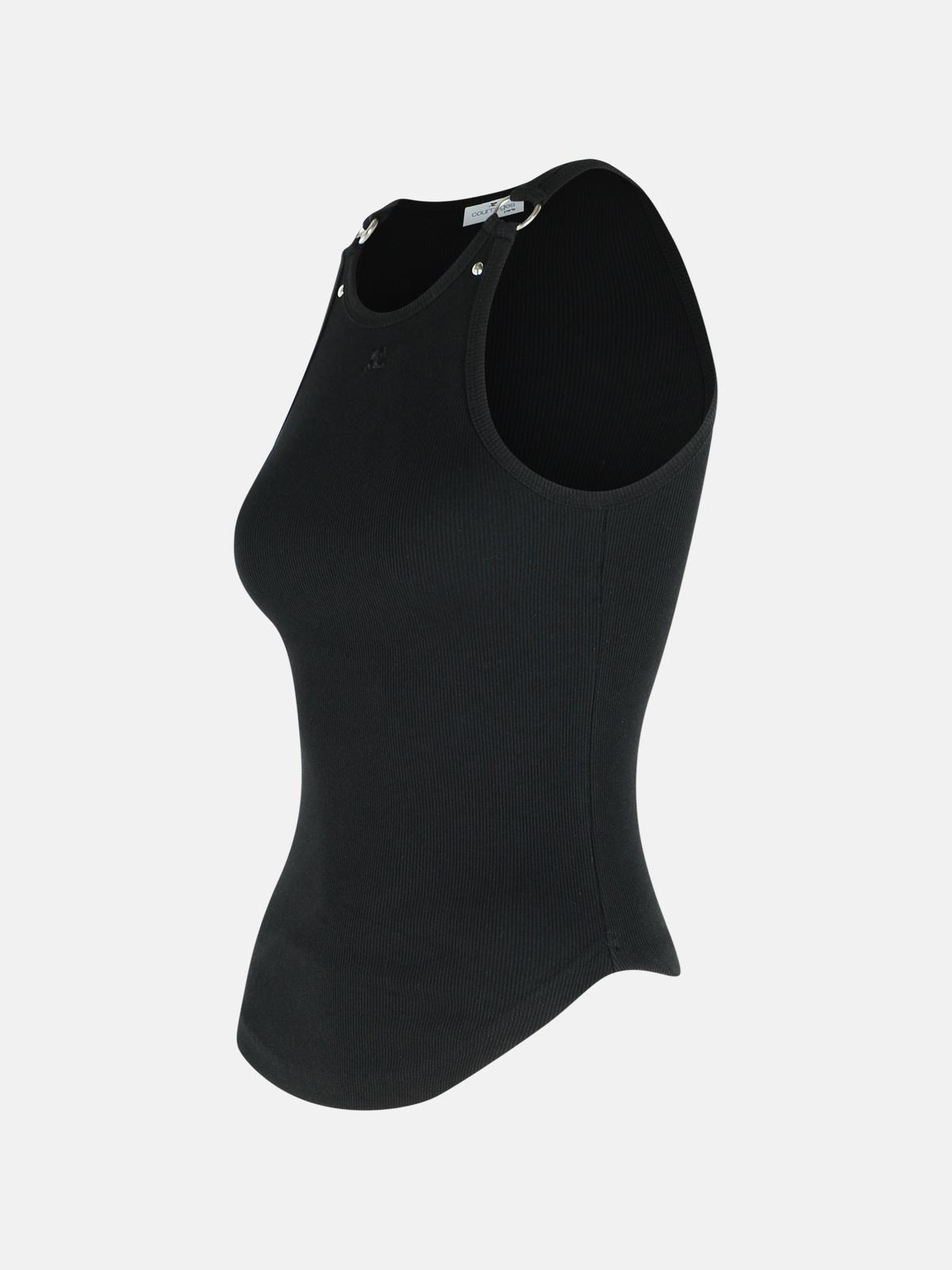 BLACK COTTON TANK TOP - 2