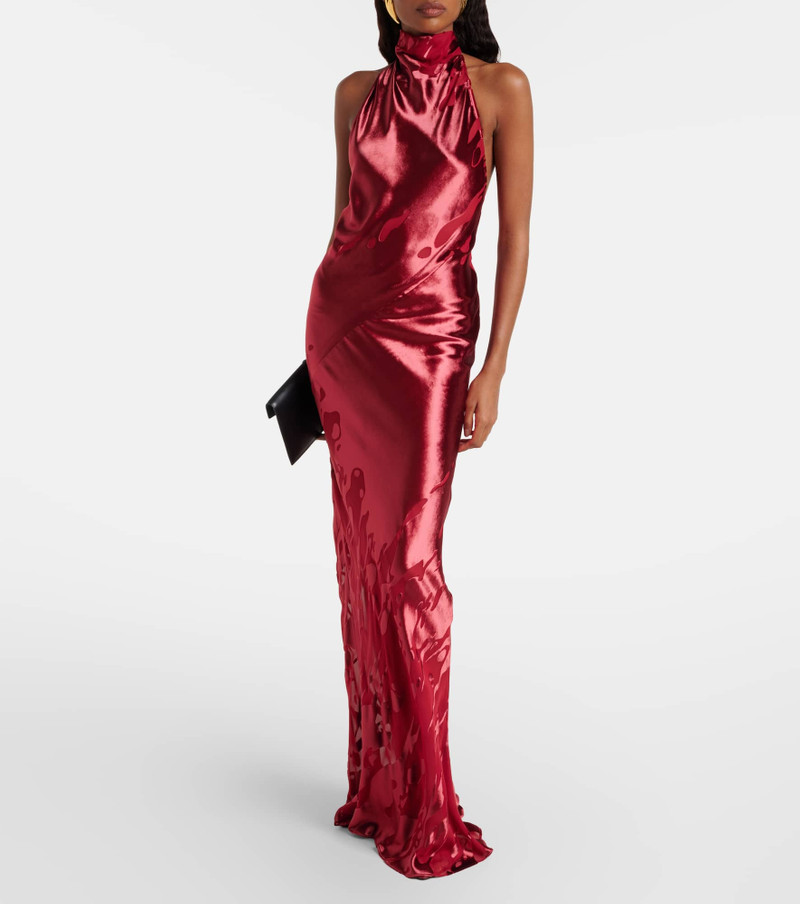THE SEI Halterneck open-back velvet gown outlook