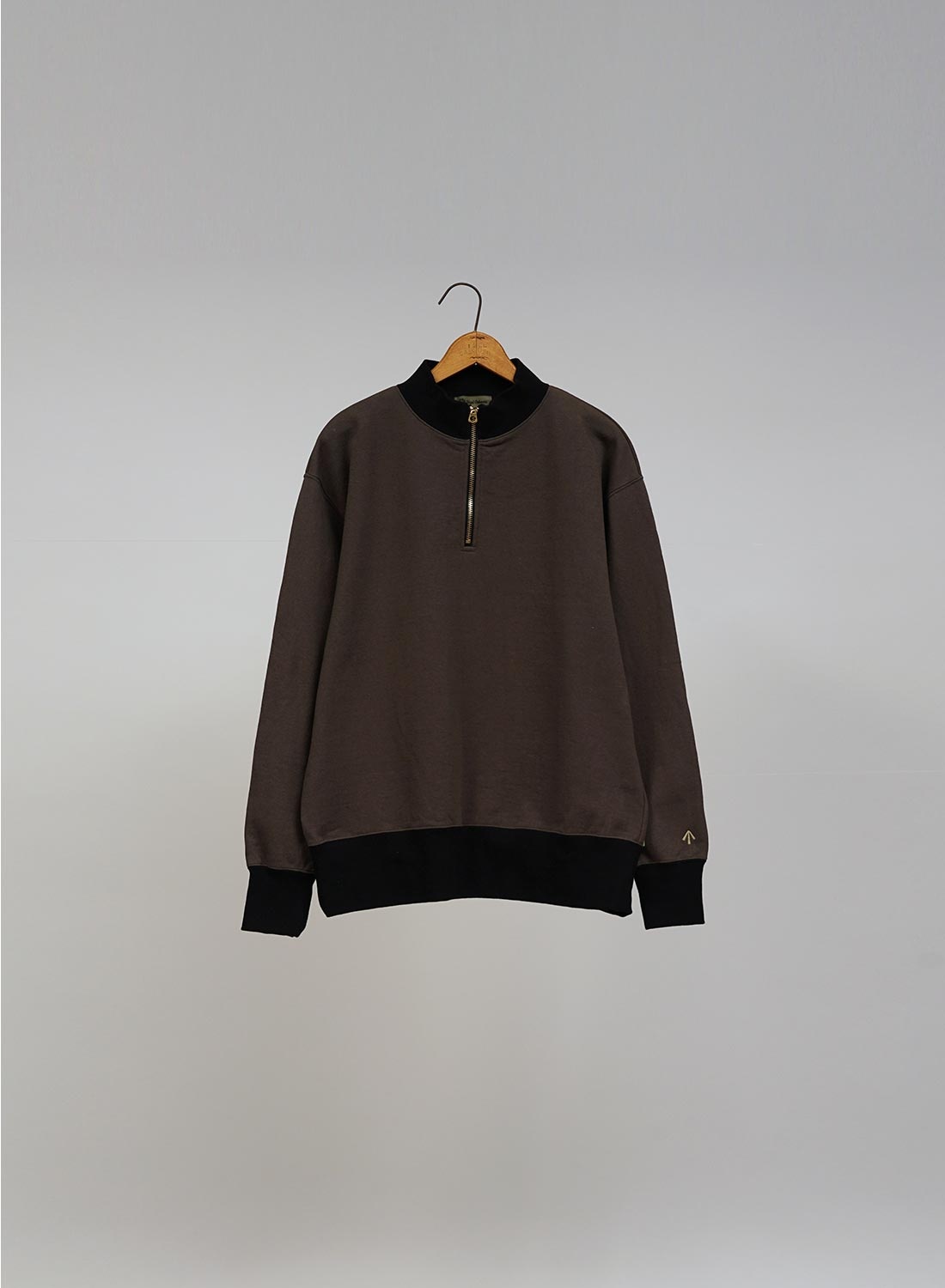 Zip Up Pullover Sweat Shirt in Charcoal - 1