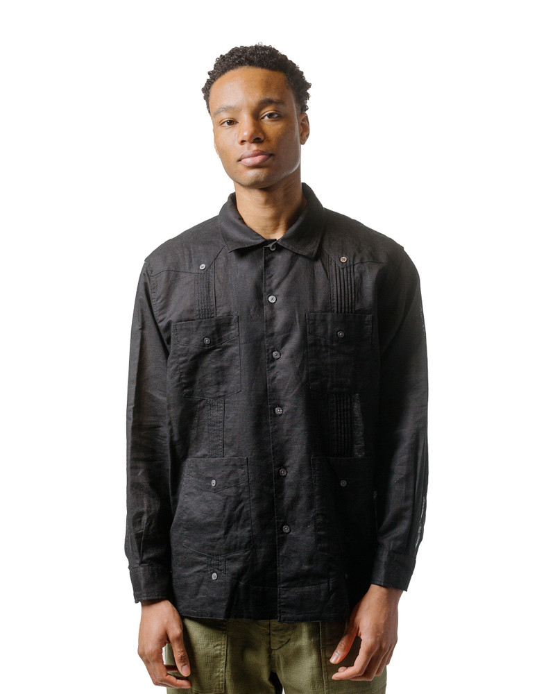 Engineered Garments Guayabera Shirt Black Handkerchief Linen outlook