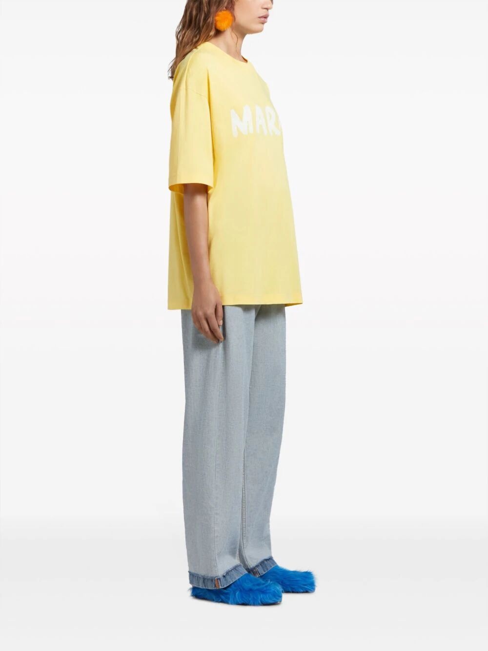 Marni YELLOW ORGANIC COTTON T-SHIRT WITH LOGO | REVERSIBLE