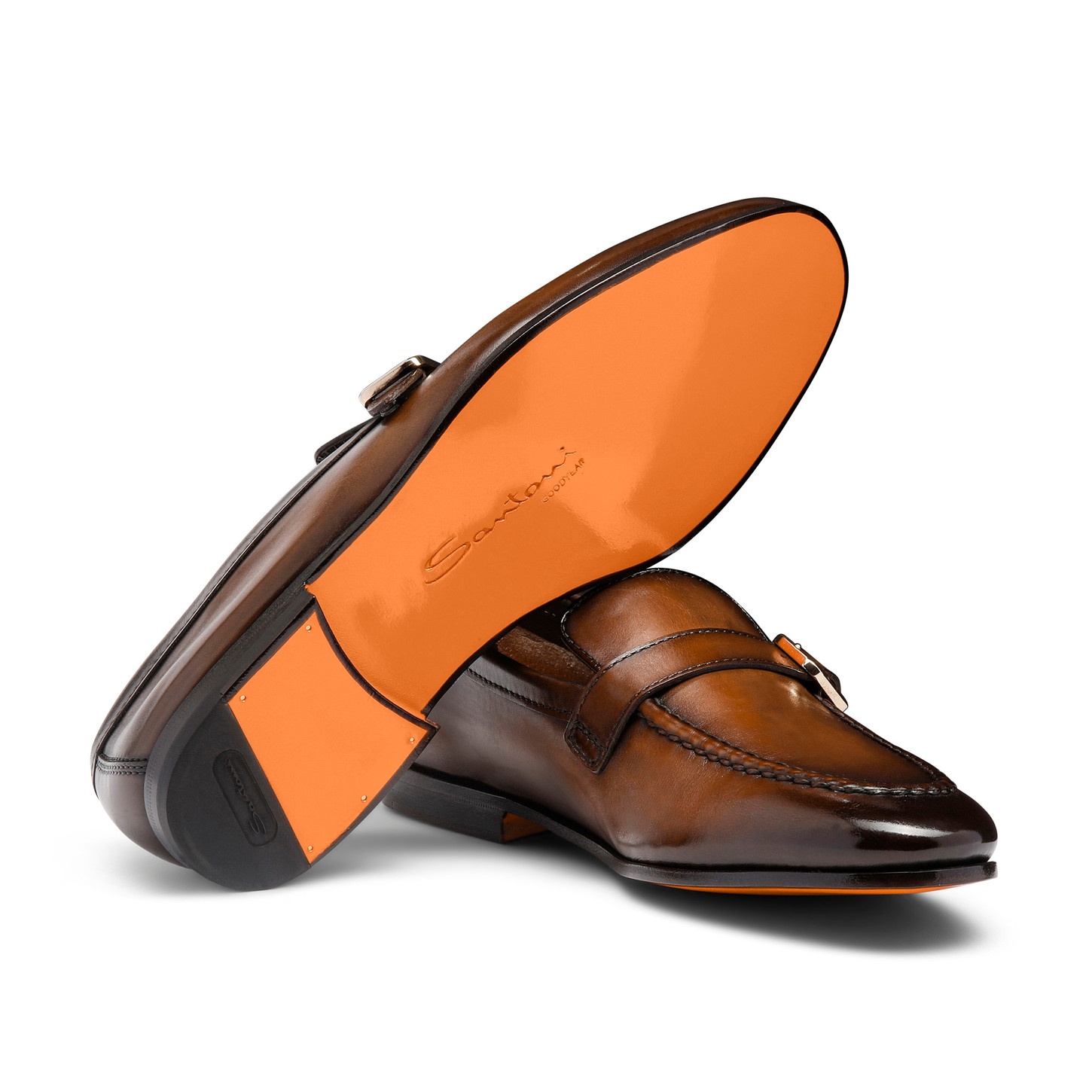 Men's dark brown leather single-buckle loafer - 4