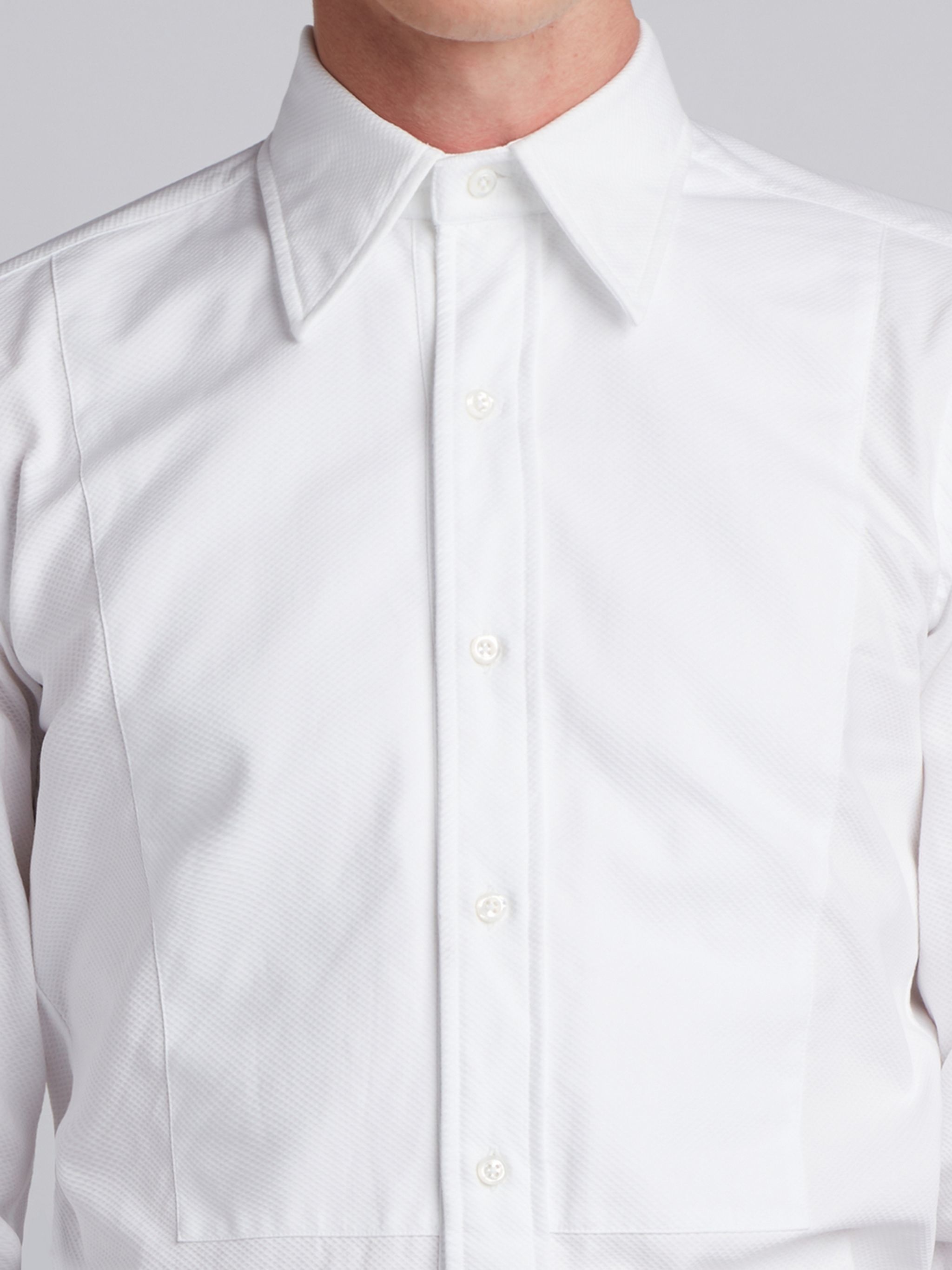 White Solid Poplin Classic Tuxedo Shirt - 3