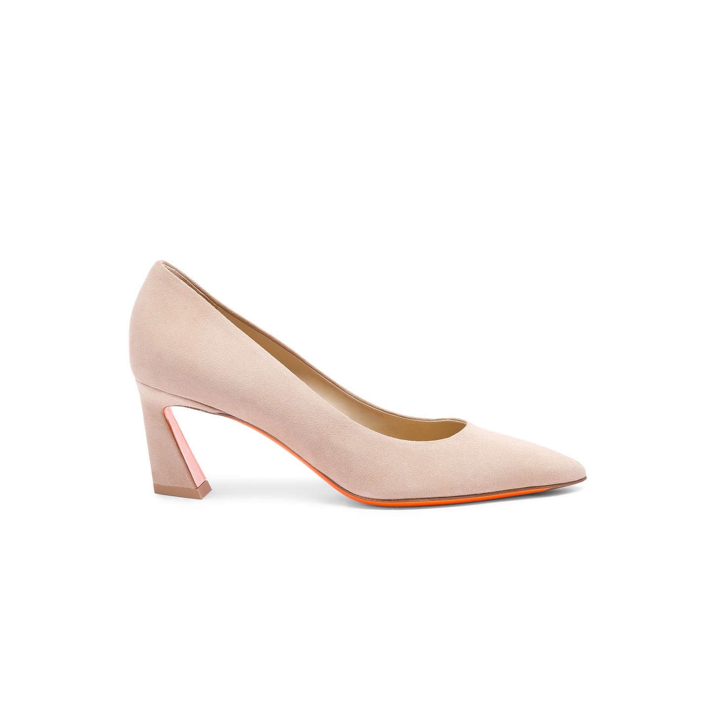 Women's pink suede mid-heel pump - 1