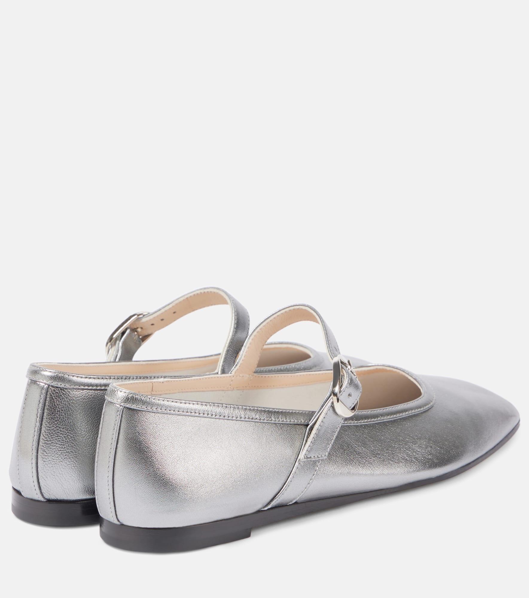 Metallic leather Mary Jane flats - 2