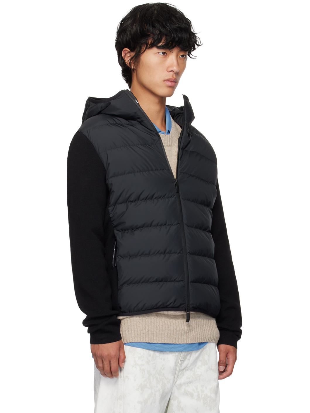 Black Paneled Down Jacket - 2