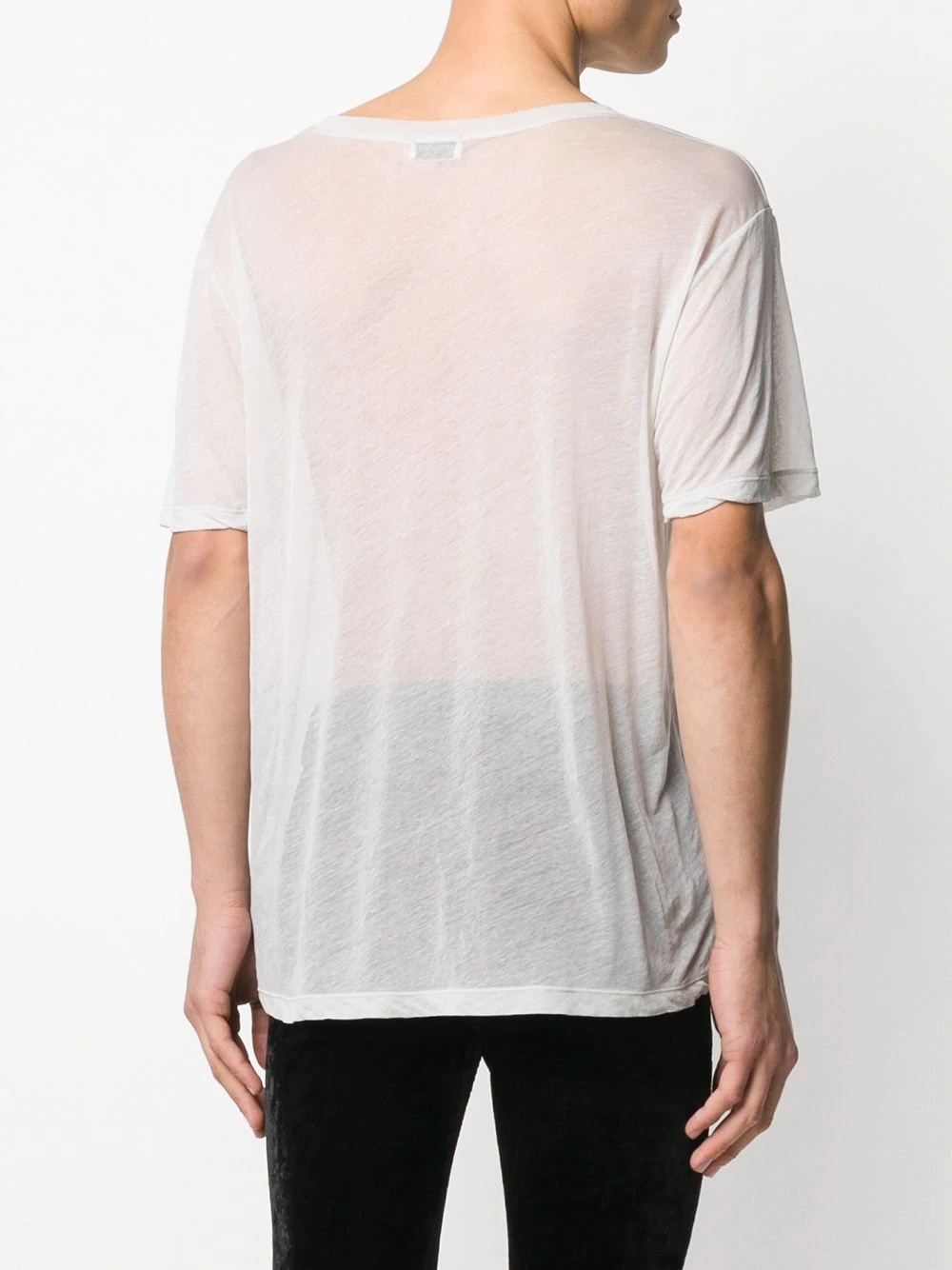 round neck sheer T-shirt - 4