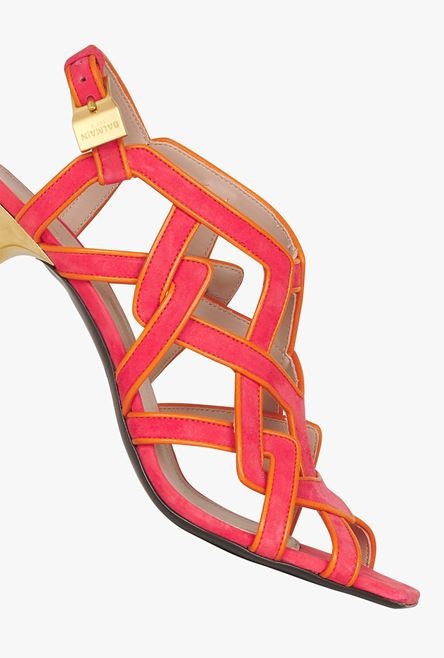 Fuchsia pink and light orange suede Urania sandals - 5