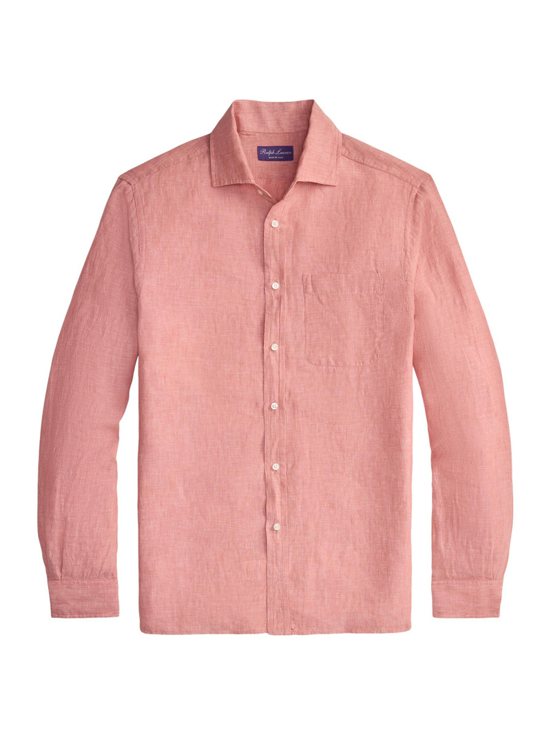 Men's Linen Chambray Shirt - Raspberry 1