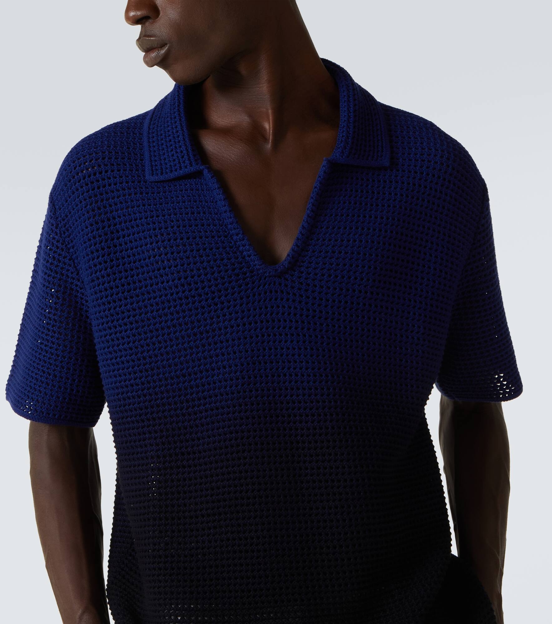 Cotton crochet polo shirt - 5