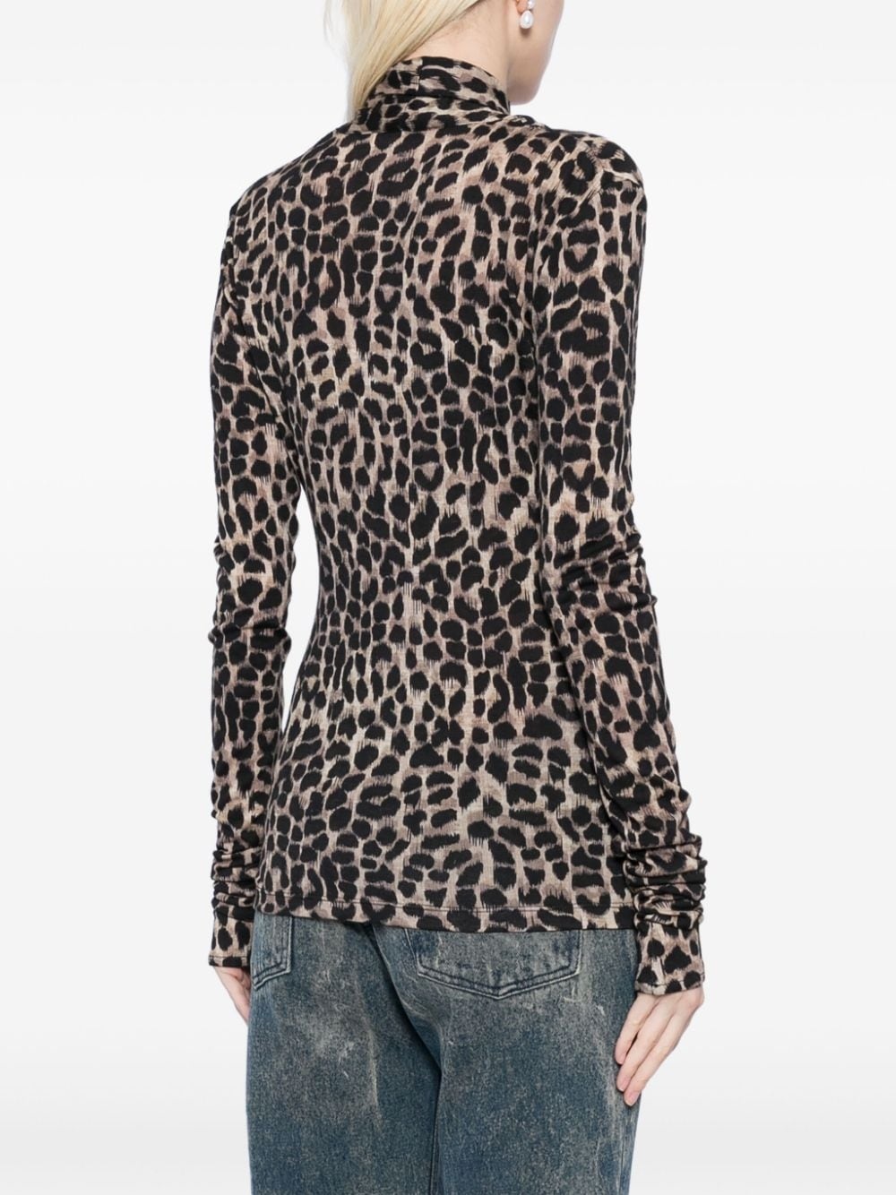 leopard-print wool top - 4