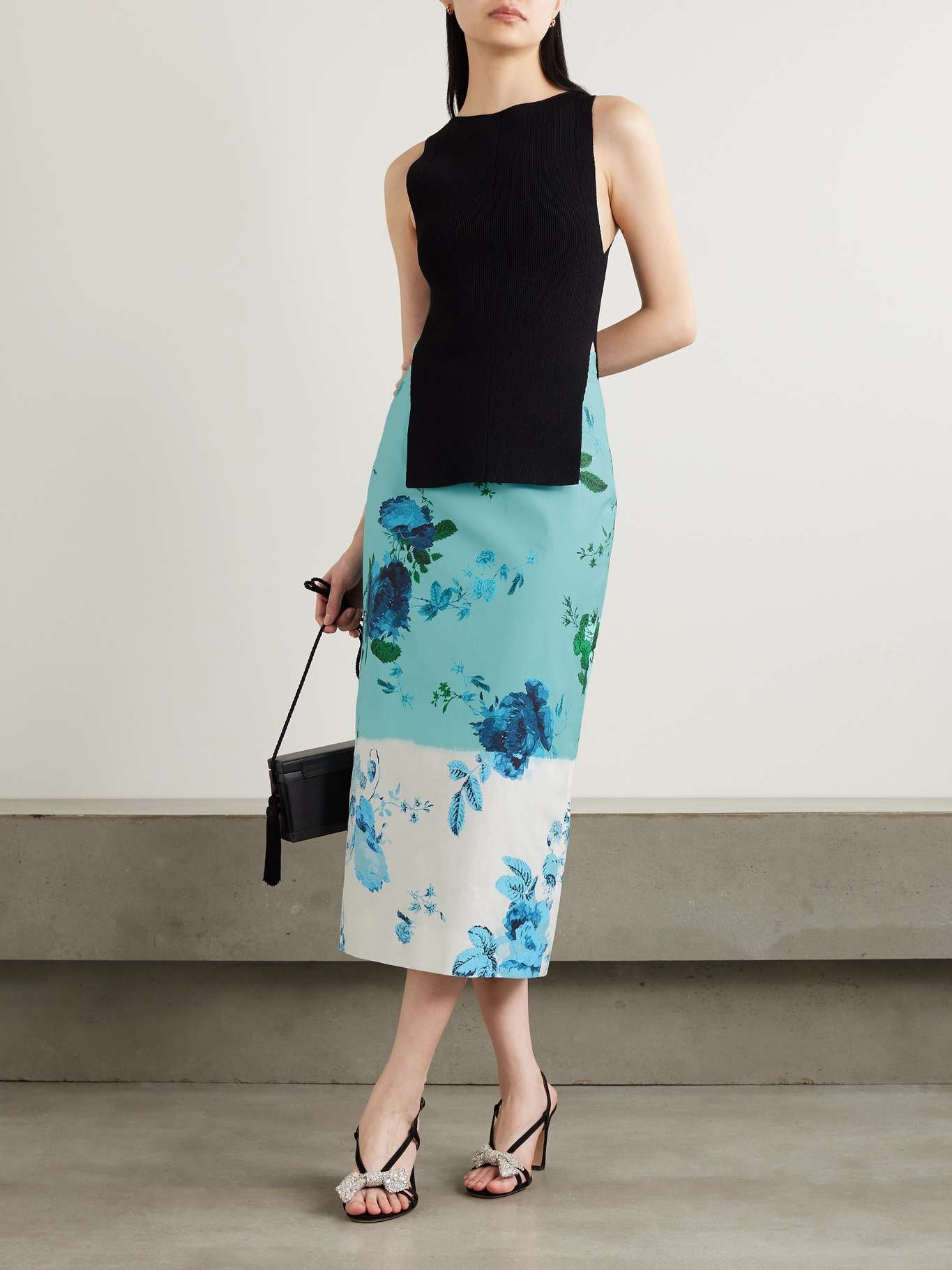 Floral-print cotton-twill midi skirt - 2