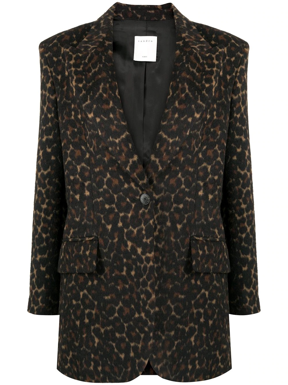 single-breasted leopard blazer - 1