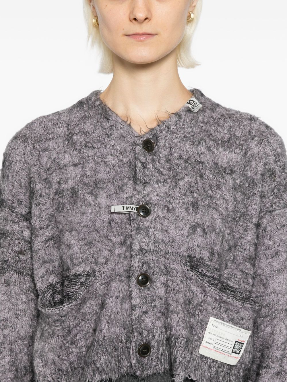raw edge cardigan - 5