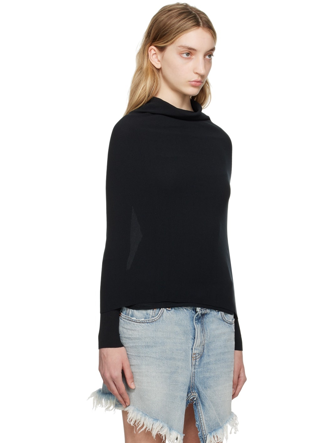 Black Off-The-Shoulder Sweater - 2