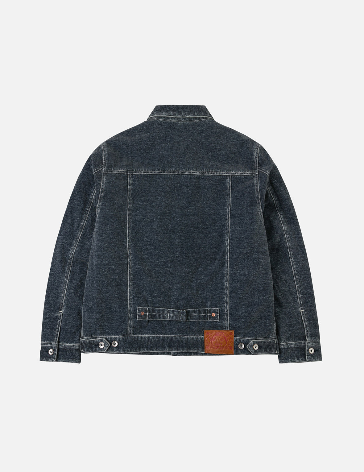 Emboss Rivet Seagull Relax Fit Washed Denim Jacket - 4