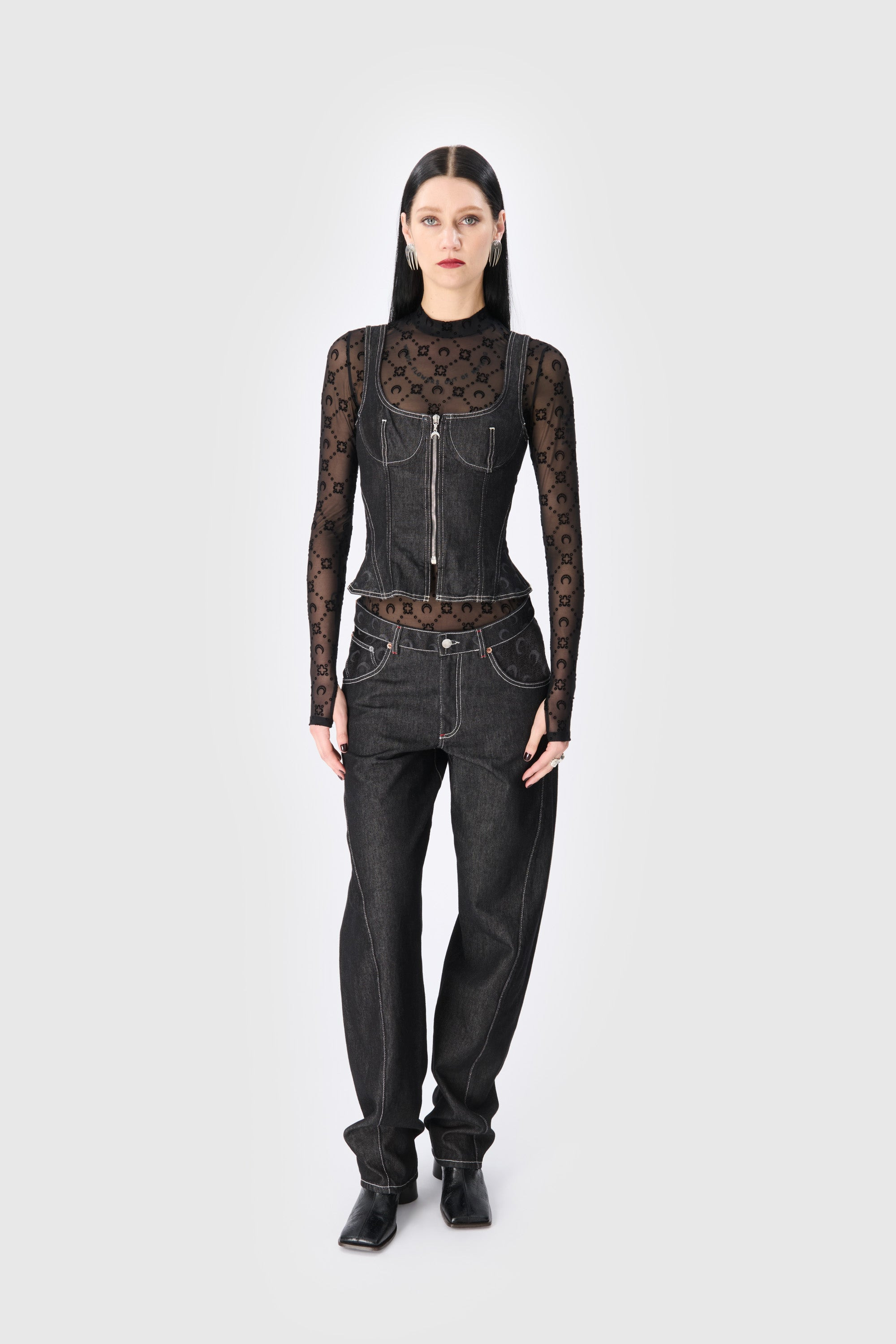 Moon Laser Denim Curved Jeans - 2