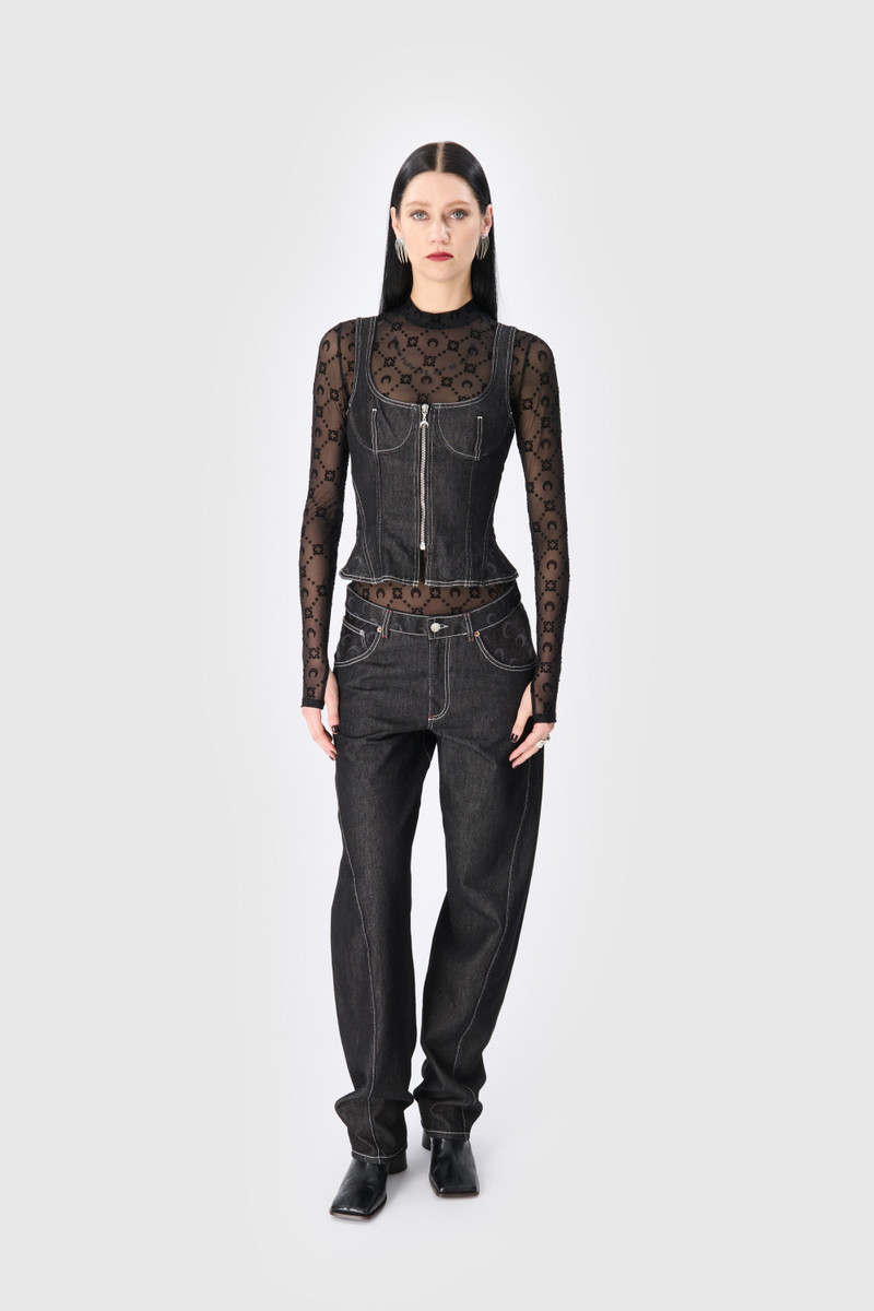 Marine Serre Moon Laser Denim Curved Jeans outlook