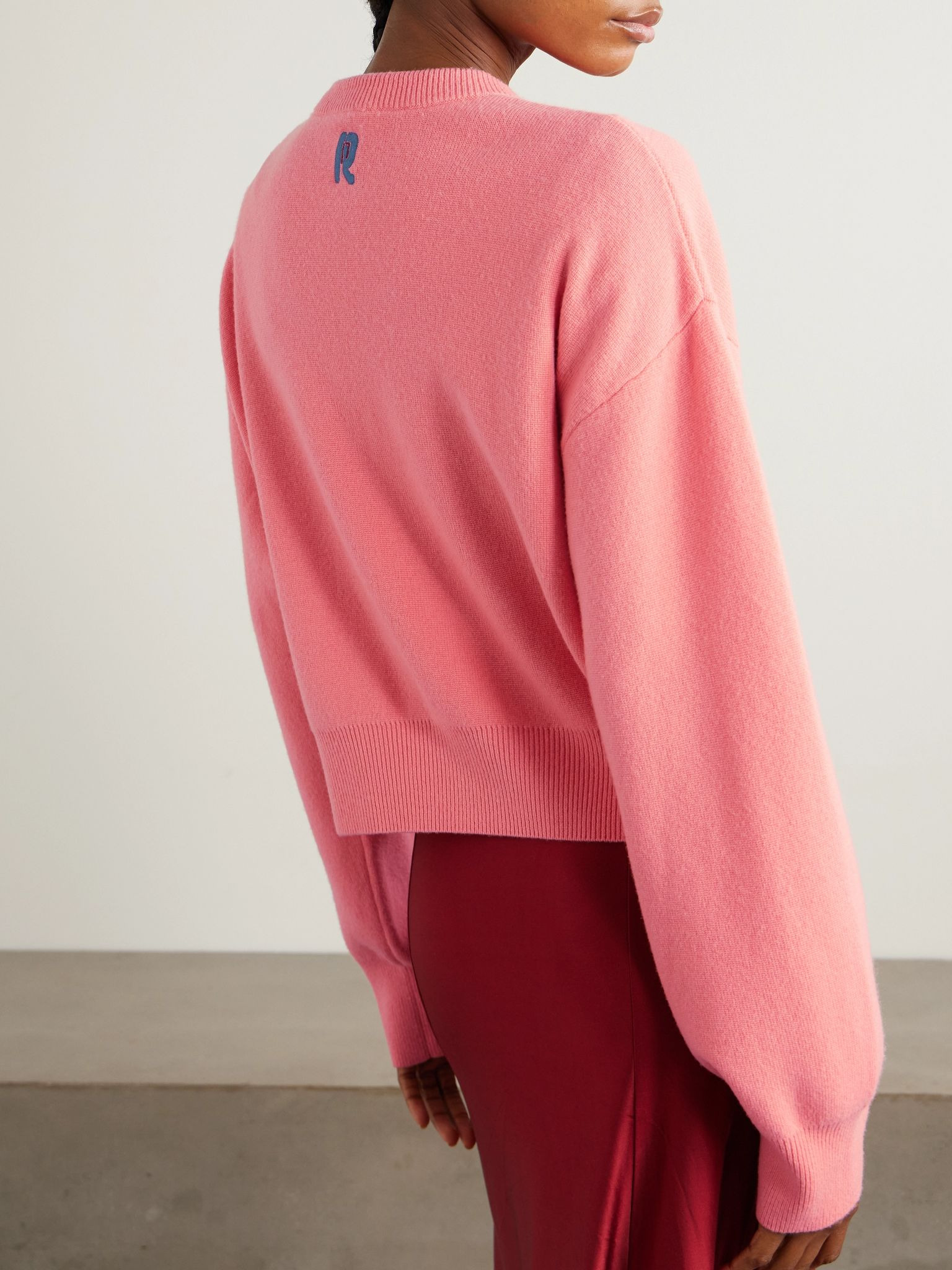 Embroidered crystal-embellished wool and cashmere-blend cardigan Bright pink - 4