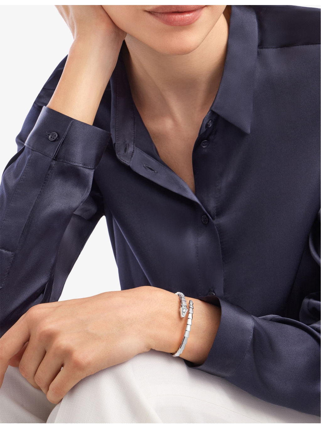 Serpenti Viper 18ct White-Gold and 0.47ct Diamond Bracelet - 3