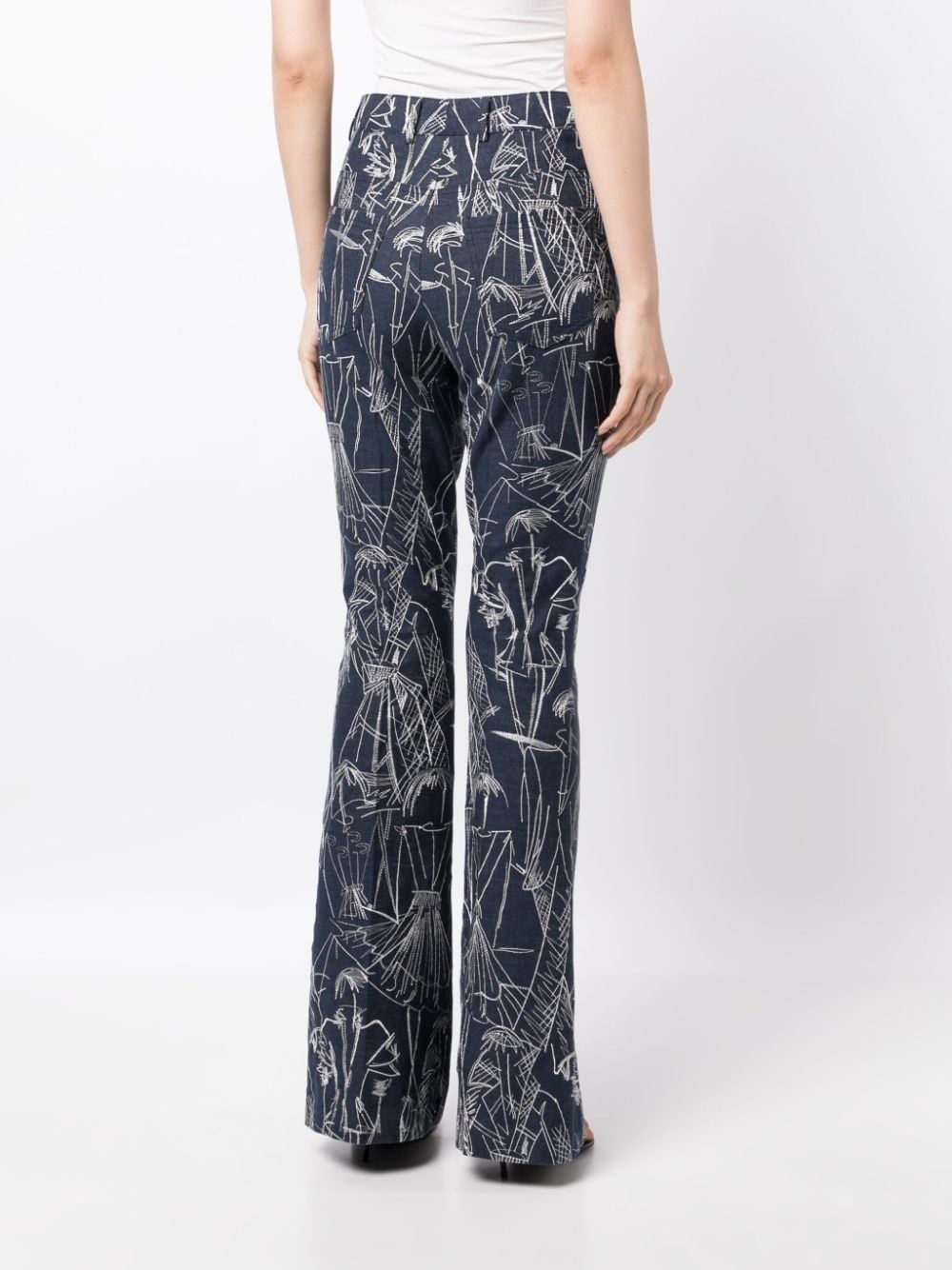 sketch-print flared jeans - 4
