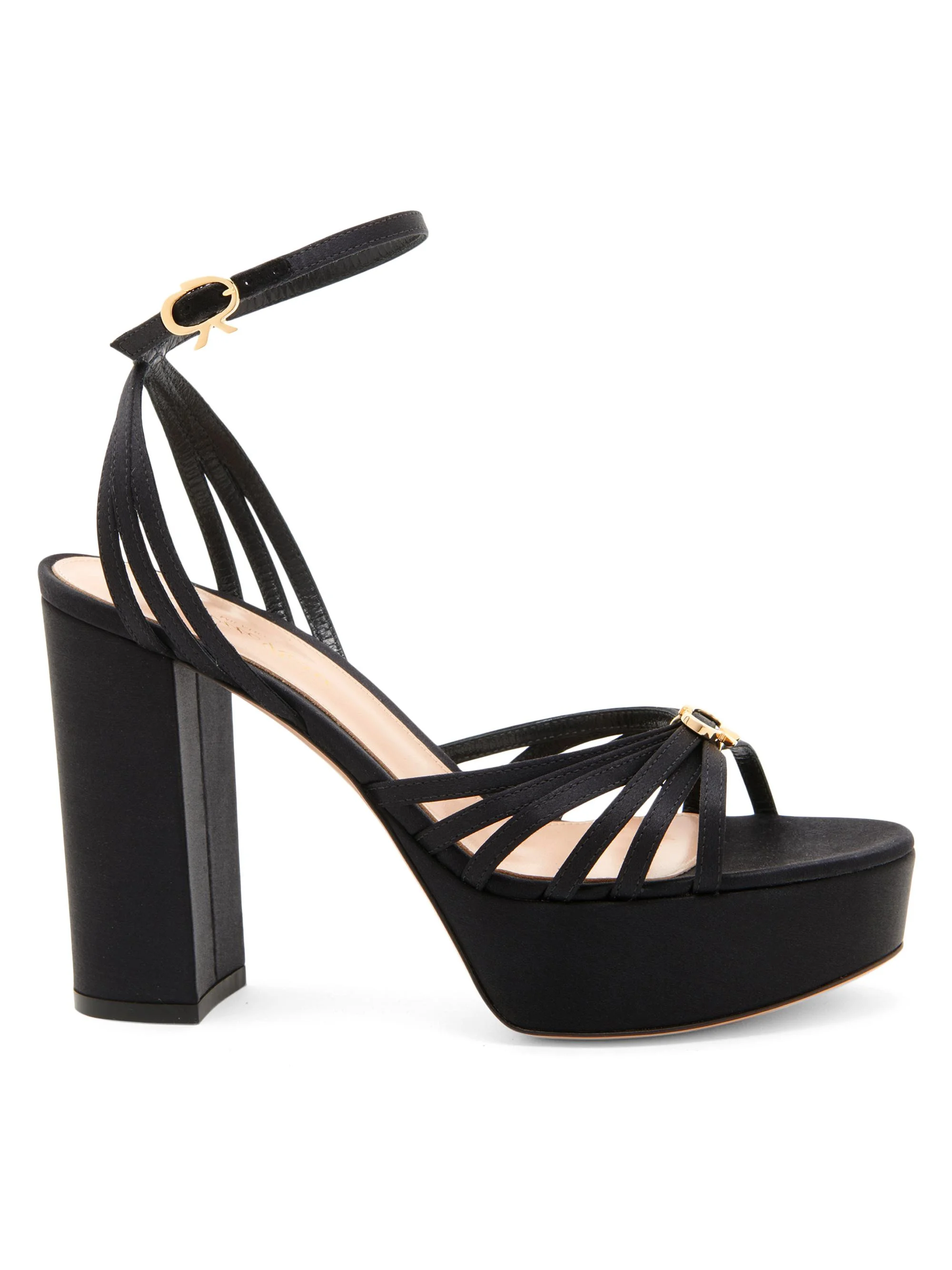 Women's 100MM Crepe Satin Platform Sandals - Black - 1