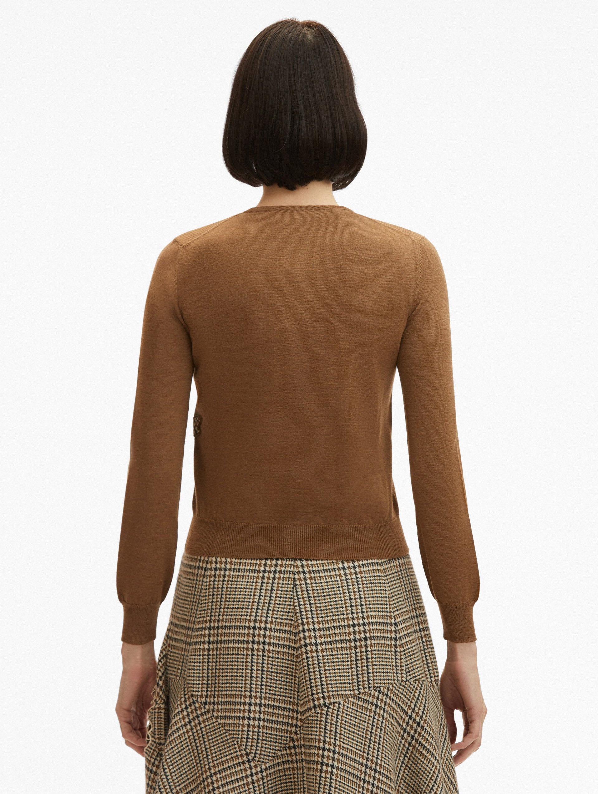 PEONY GUIPURE APPLIQUÉ PLAID CARDIGAN - 4