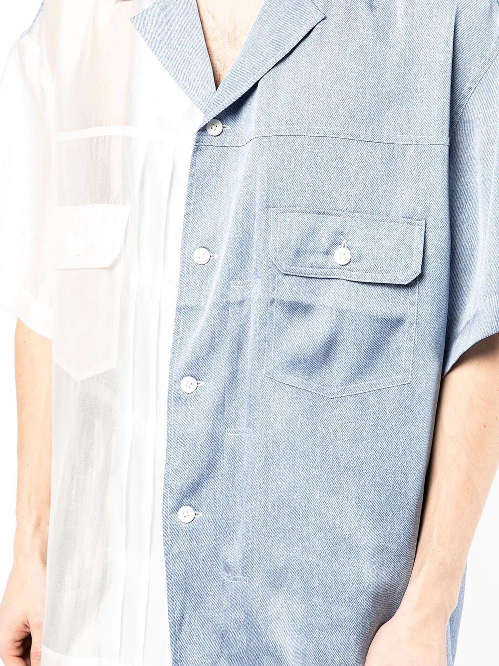 transparent-panel camp collar shirt - 5