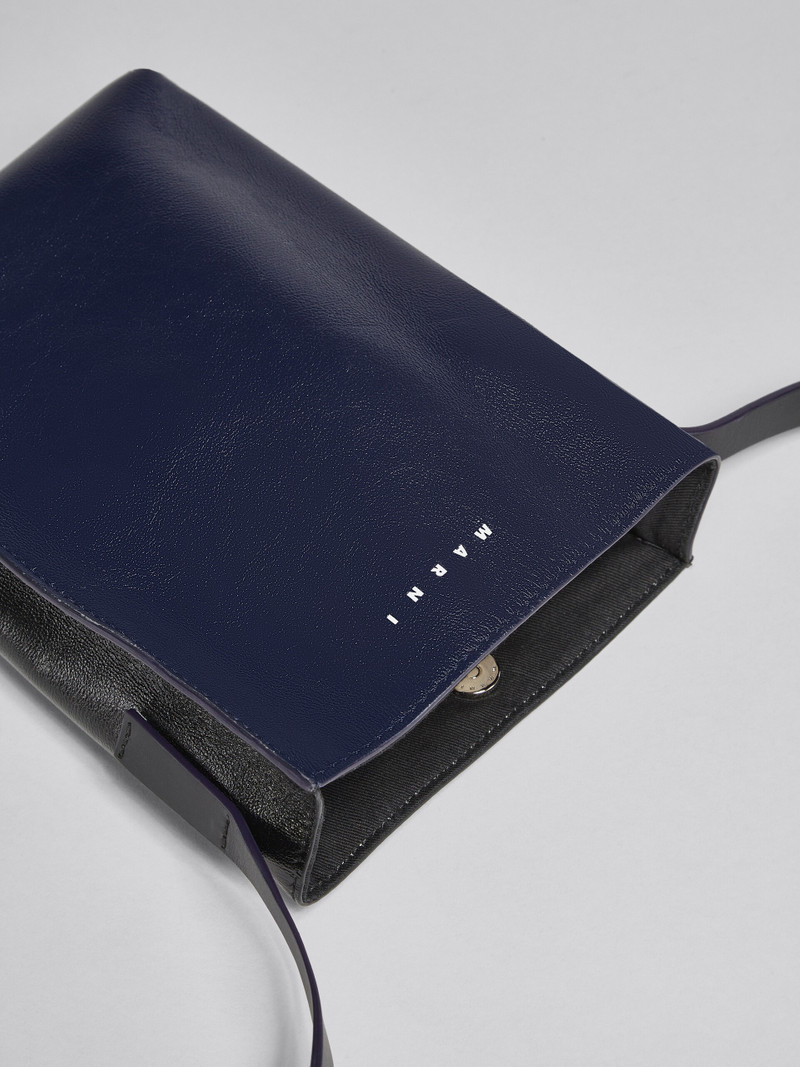 MUSEO SOFT SMALL BAG IN BLUE AND BLACK SHINY LEATHER 5