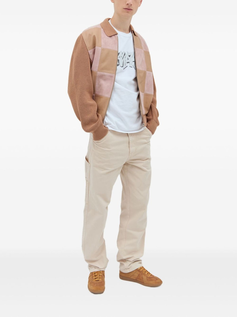 AWAKE NY knitted-panel suede jacket outlook