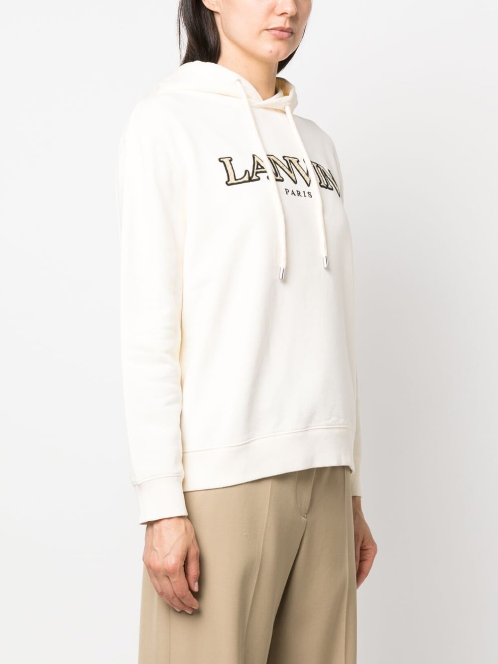 embroidered-logo cotton hoodie - 3