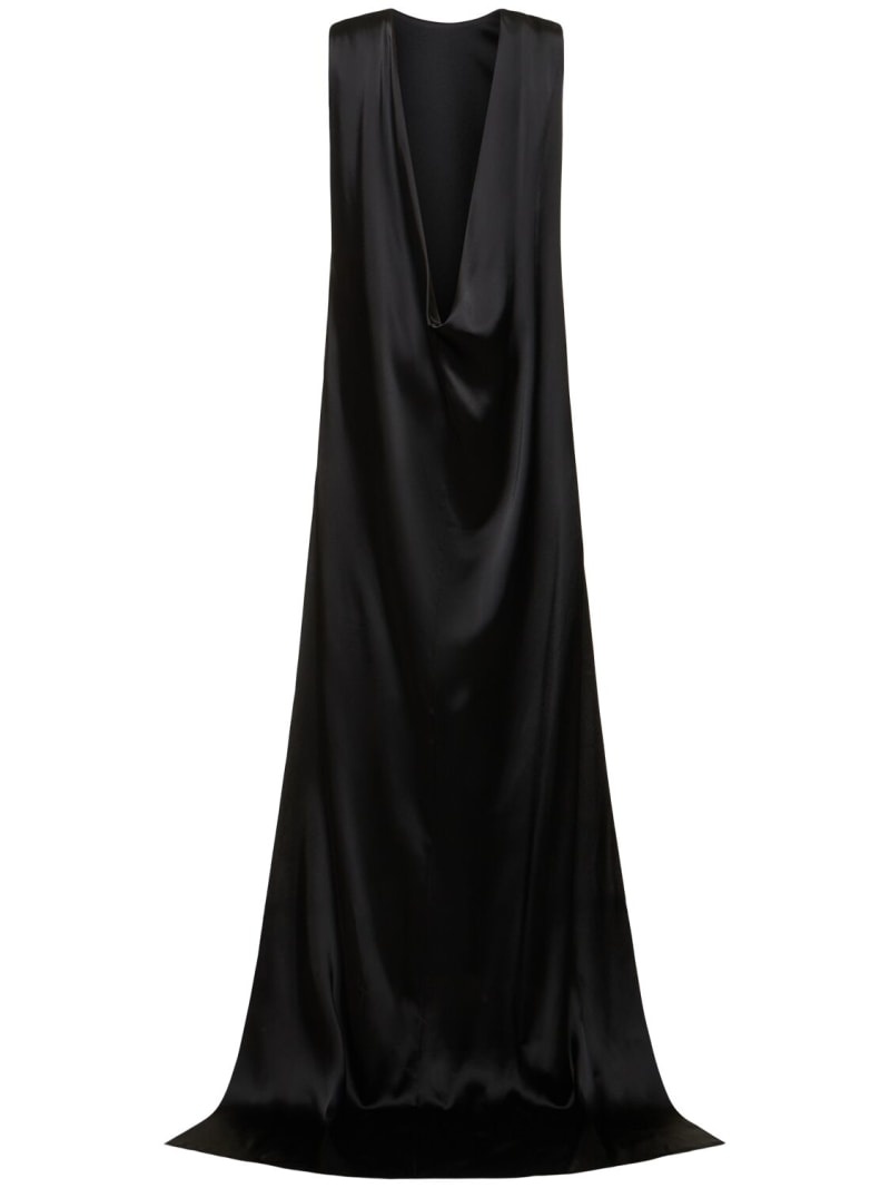 Fida open back fluid satin long dress - 5