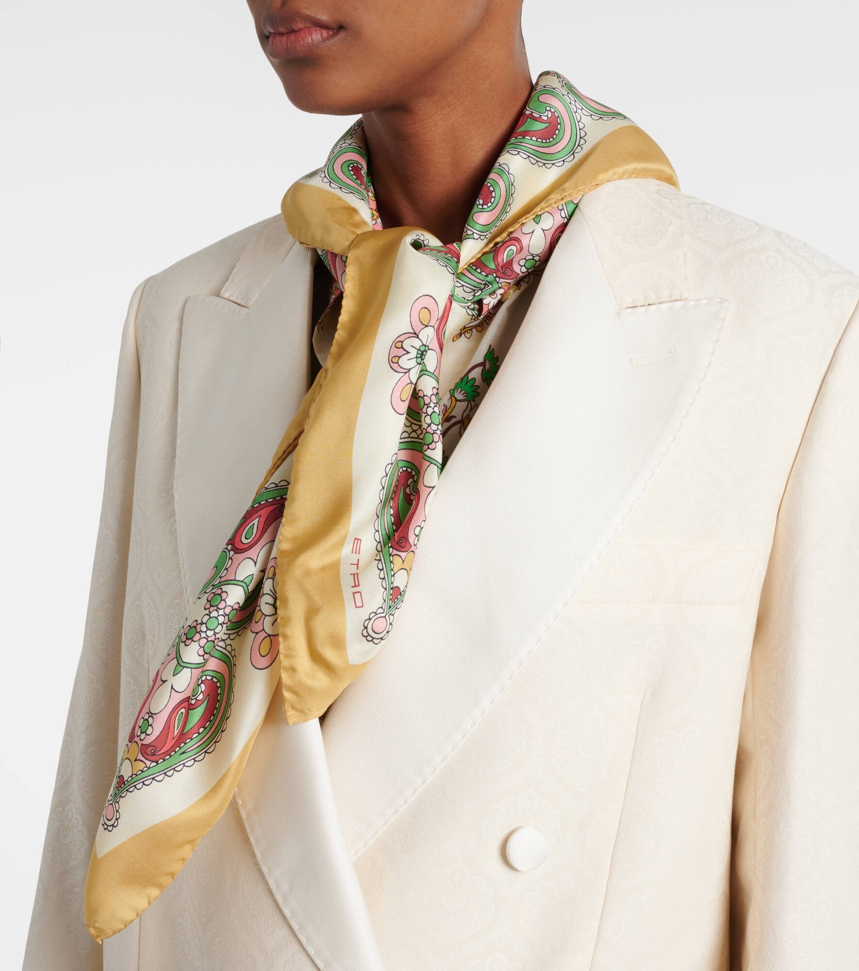Paisley silk twill scarf - 3