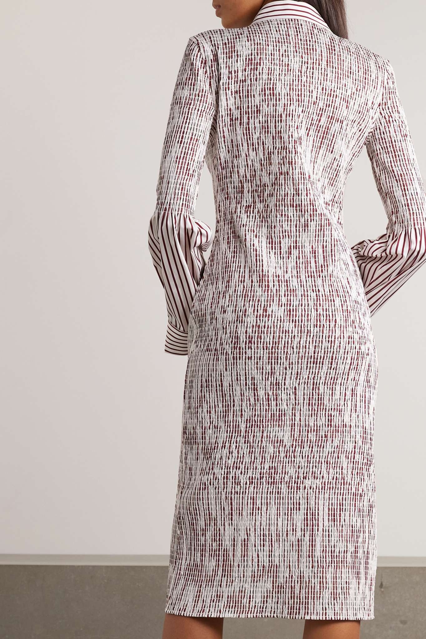 Smocked striped cotton-poplin shirt dress - 3