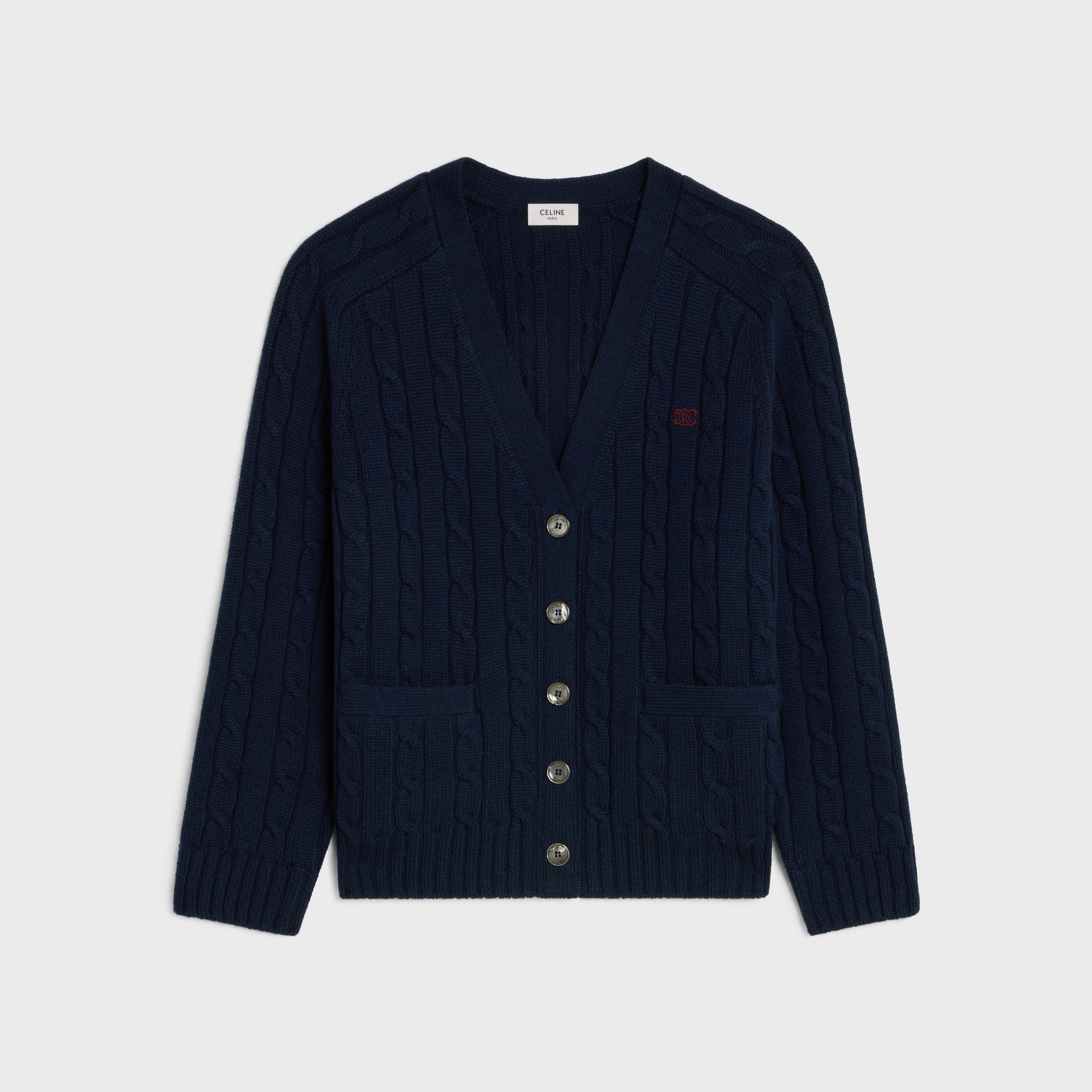 cable-knit triomphe cardigan in cashmere - 1