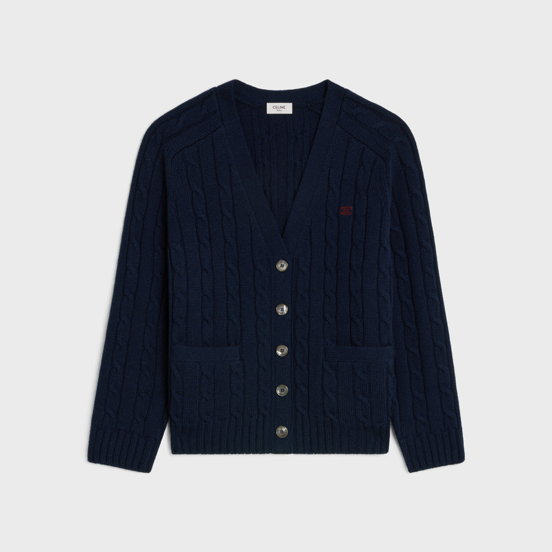 cable-knit triomphe cardigan in cashmere 1