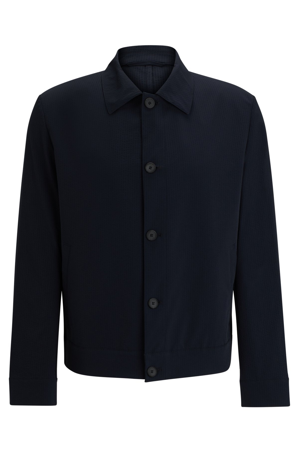 SLIM-FIT JACKET IN STRUCTURED SUPER-FLEX SEERSUCKER - 1