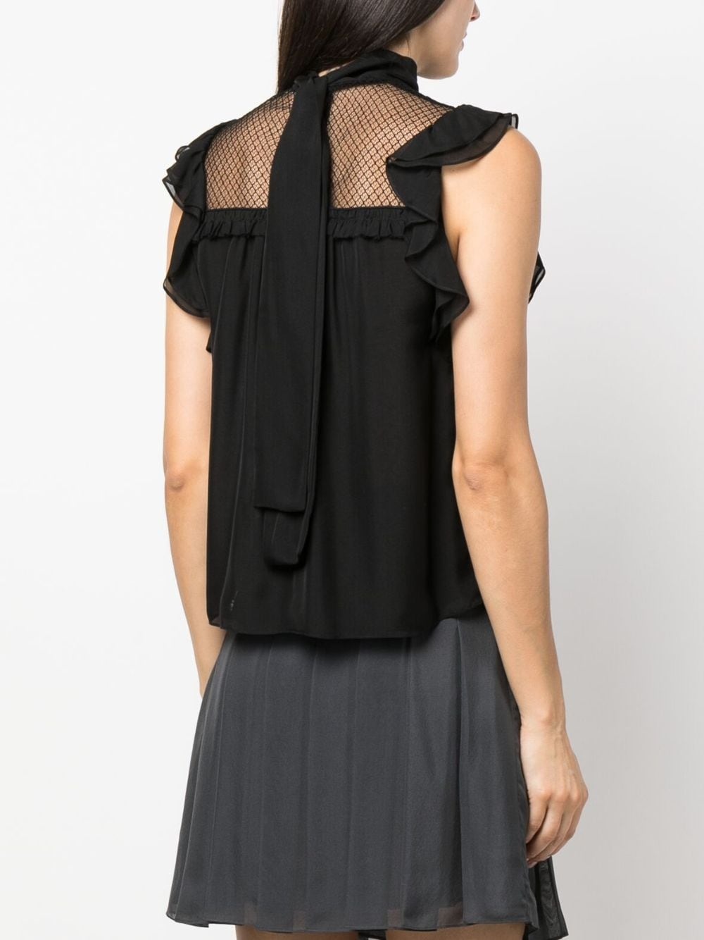 panelled sleeveless silk chiffon blouse - 4