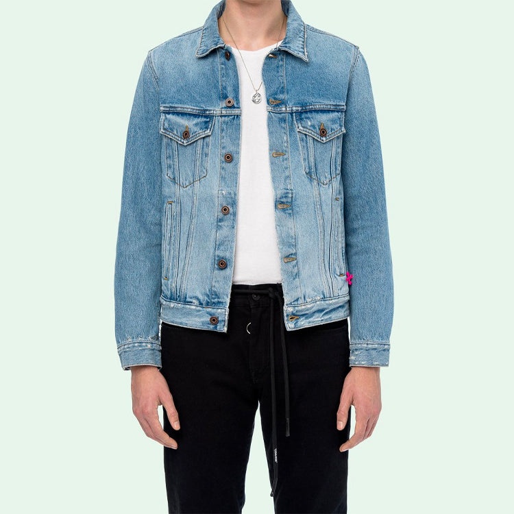Off-White Spray Paint Graffiti Jacket Men Blue OMYE005E193860457128 - 3